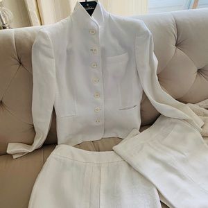 White Linen Suite 3 piece skirt and pants size 0P
